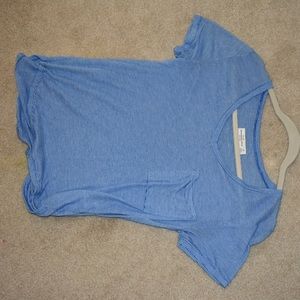 blue and white striped lightweight v-neck